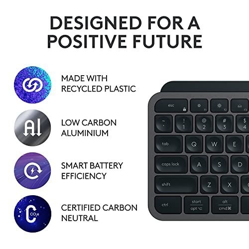 Logitech MX Keys S Wireless Keyboard, Low Profile, Fluid Quiet Typing, Programmable , Backlighting, Bluetooth, USB C Rechargeable, for Windows PC, Linux, Chrome, Mac, QWERTY UK English - Graphite - Image 7