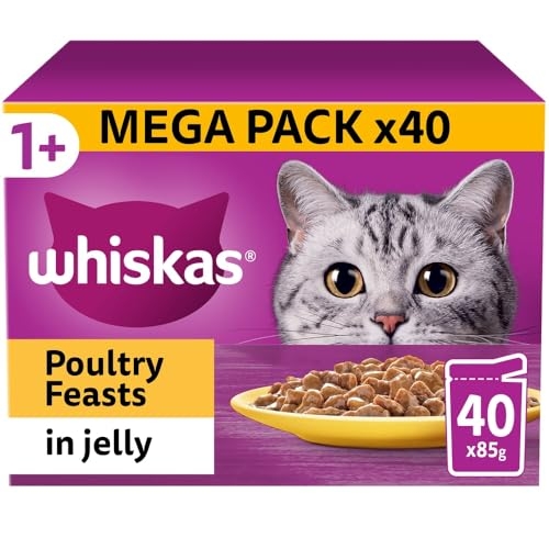 WHISKAS - 1+ Adult Wet Cat Food Pouches - 40 x 85 g - Poultry Selection - Bulk Cat Food Megapack - 40 Jelly Pouches - Image 11