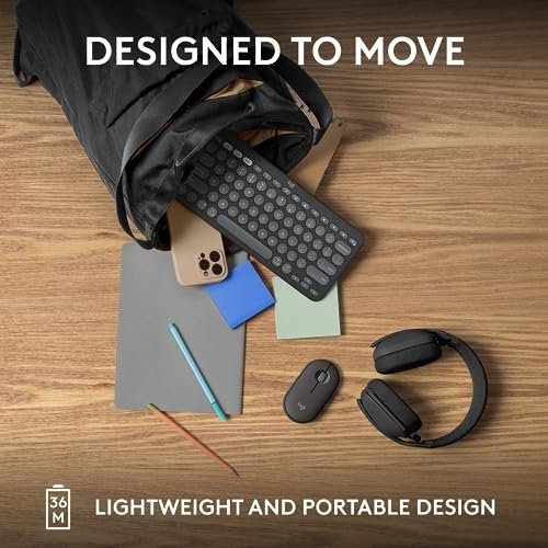 Logitech Pebble Keys 2 K380s, Multi-Device Bluetooth Wireless Keyboard with Customisable Shortcuts,Slim and Portable,Easy-Switch for Windows/macOS/iPadOS/Android/Chrome OS, QWERTY UK Layout, Graphite - Image 5