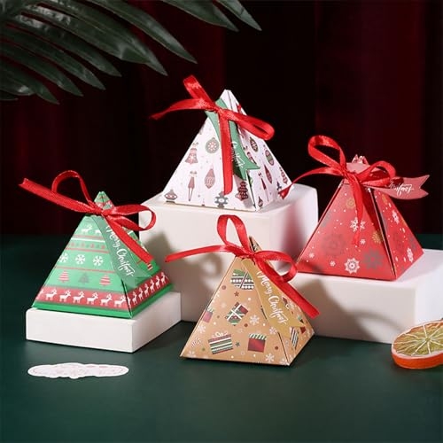 FIRSTXIU Pack Of 50 Christmas Triangles Candy Box Attractive Christmas Triangles Treat Boxes Snacks Container For Holiday Gifting - Image 9
