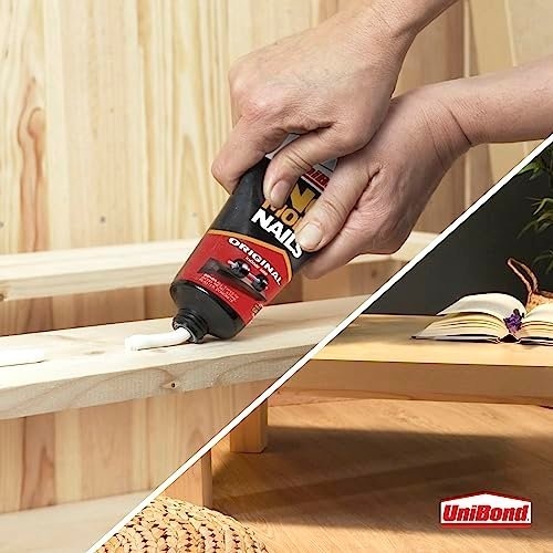 UniBond No More Nails Original, Heavy-Duty Mounting Adhesive, No Nails Strong Glue for Wood, Ceramic, Metal & More, White instant Grab Adhesive, 1 x 234g Tube - Image 2
