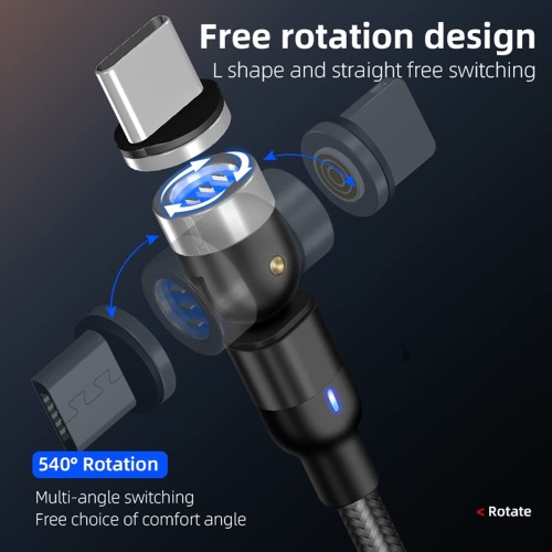 P-TECHUK Fast Charging Magnetic Data Cable, Magnetic Charging Cable with Data Transmission. Type C and Micro Usb connectors - A17 Black (1M 2M Cables, 1 x Tip Holder, 6 x Tips) - Image 5