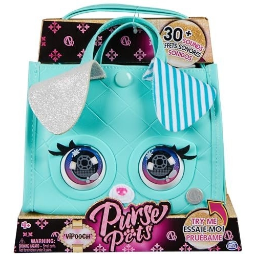 Purse Pets, VIPooch Puppy Tote Bag Interactive Pet Toy and Cross-body Bag with over 30 Sounds and Reactions, Kids’ Toys for Girls Aged 4 and up