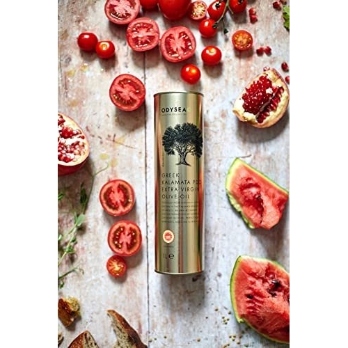 Odysea PDO Kalamata Extra Virgin Olive Oil 1L Round Tin - Image 4