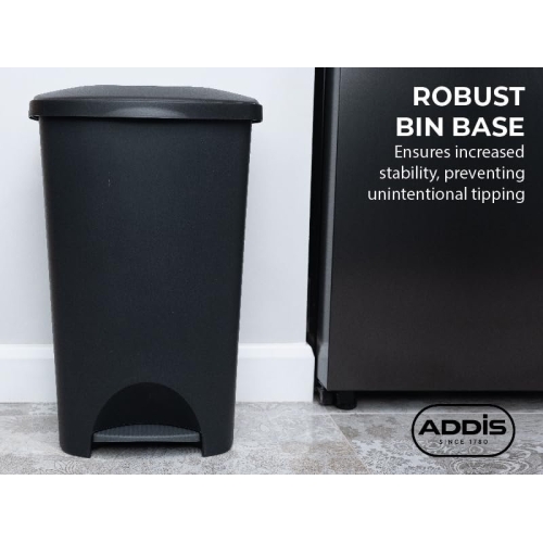 Addis Plastic Family Kitchen Utility Bin, 50 Litre, New Black with Silver Pedal - Image 8