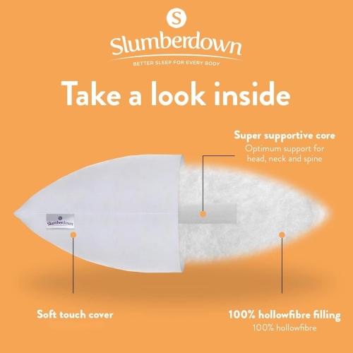 Slumberdown Pillows 2 Pack - Super Support Firm Side Sleeper Bed Pillows for Neck and Shoulder Pain Relief - Comfy & Supportive, Hypoallergenic, Made in the UK, Standard Size (48cm x 74cm) - Image 3
