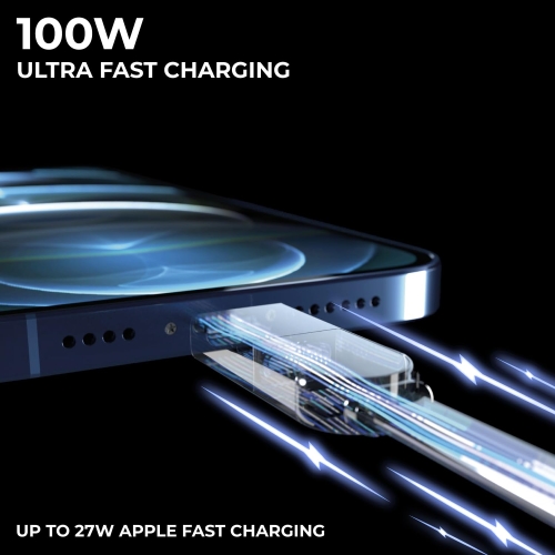 Rolling Square inCharge XL 30cm - USB C Charger Cable, Lightning Cable for Smartphone, Universal Cable Charger 6 in 1, USB Plug, Yellow, 100W - Image 5