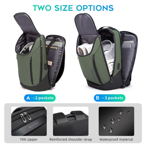 BANGE Business Smart Backpack Waterproof fit 15.6 Inch Laptop Backpack with USB Charging Port,Travel Durable Backpack (Green(three Pocket) - Image 5