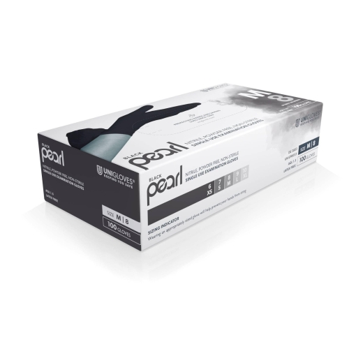 Unigloves Black Pearl Nitrile Examination Gloves - Multipurpose, Powder Free and Latex Free Disposable Gloves - Box of 100 Gloves, Black, Large (GP0034) - Image 6