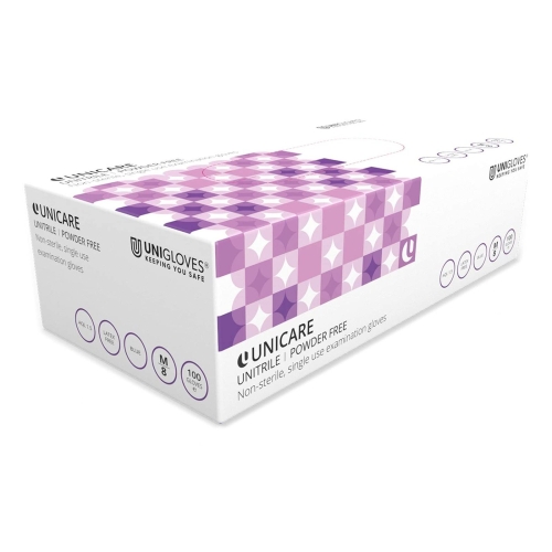Unigloves Unitrile GS0054 Medical Grade Examination Gloves - Powder and Latex Free Disposable Gloves, Box of 100 Gloves, Blue, Large - Image 6