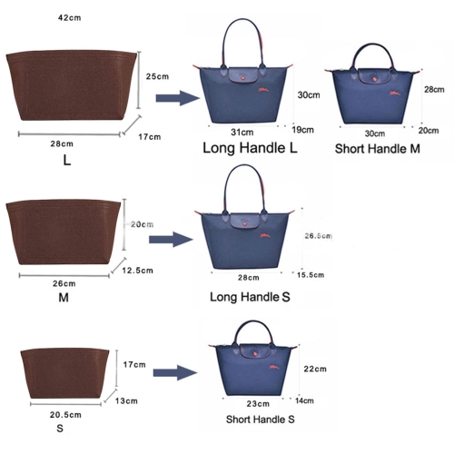 Lckaey purse organizer insert for Longchamp le pliage large tote organizer insert felt organizer 1028red M/12.8 * 4.9 * 7.8in AG - Image 6
