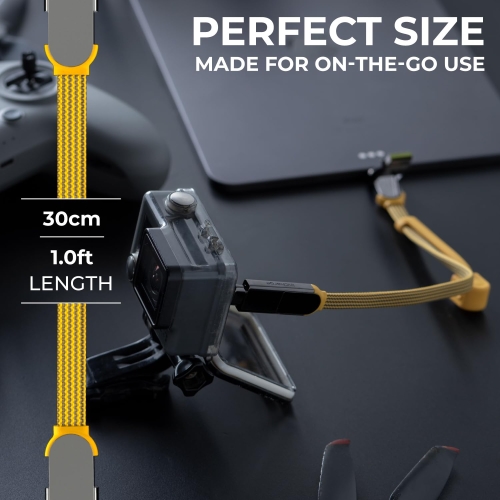 Rolling Square inCharge XL 30cm - USB C Charger Cable, Lightning Cable for Smartphone, Universal Cable Charger 6 in 1, USB Plug, Yellow, 100W - Image 4