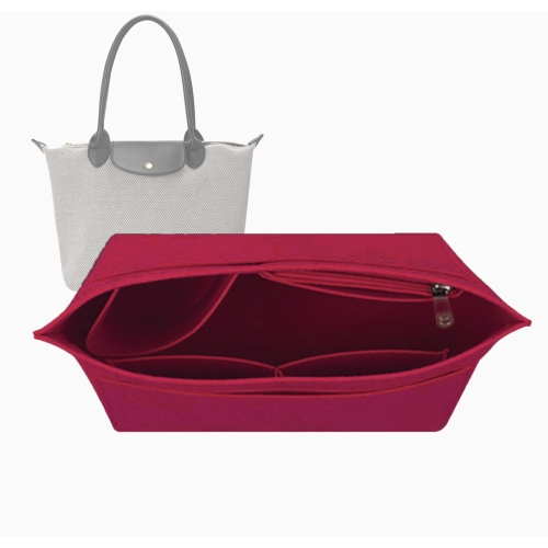 Lckaey purse organizer insert for Longchamp le pliage large tote organizer insert felt organizer 1028red M/12.8 * 4.9 * 7.8in AG