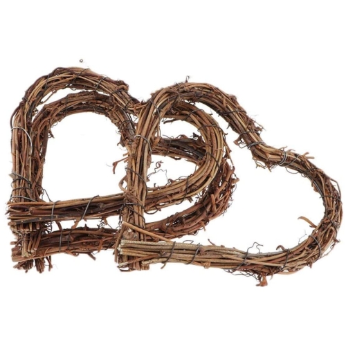 Natural Rattan Heart Wreath - Rustic Wicker Wall Decor for Wedding & Front Door Display, 15CM 3PCS Holiday Party Supplies - Image 3