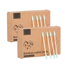 200pcs Natural Bamboo Cotton Swabs, Eco-Friendly & Biodegradable – Comfortable and Soft,Plastic Free Double Ear Sticks for Ears Cleaning and Makeup,Dirt Removal,Crafts,Painting (Green)