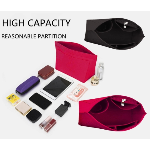 Lckaey purse organizer insert for Longchamp le pliage large tote organizer insert felt organizer 1028red M/12.8 * 4.9 * 7.8in AG - Image 5
