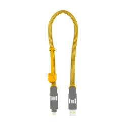 Rolling Square inCharge XL 30cm - USB C Charger Cable, Lightning Cable for Smartphone, Universal Cable Charger 6 in 1, USB Plug, Yellow, 100W