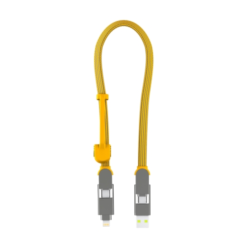 Rolling Square inCharge XL 30cm - USB C Charger Cable, Lightning Cable for Smartphone, Universal Cable Charger 6 in 1, USB Plug, Yellow, 100W