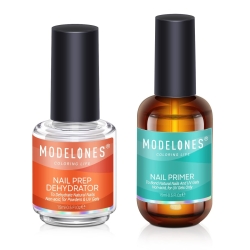 Modelones Professional Gel Nail Polish Primer, 2Pcs 15ml Acid Free Natural Nail Prep Dehydrate, Air Dry Superior Bonding Primer for Acrylic Powder Supplies Set