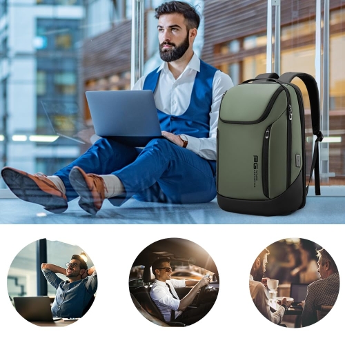 BANGE Business Smart Backpack Waterproof fit 15.6 Inch Laptop Backpack with USB Charging Port,Travel Durable Backpack (Green(three Pocket) - Image 2