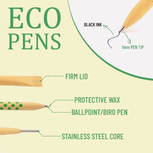 leaf boat Eco Friendly Paper Pens/Pack of 10 or 24 with Metal Ink Chamber/Low Waste gift/Biro Pens/Black/Recyclable/Eco Friendly Products/Stationery/Paper Packaging/Zero Waste/Plastic Free - Image 7