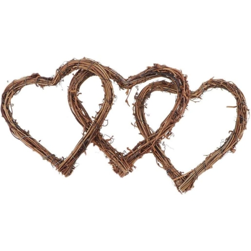 Natural Rattan Heart Wreath - Rustic Wicker Wall Decor for Wedding & Front Door Display, 15CM 3PCS Holiday Party Supplies - Image 5