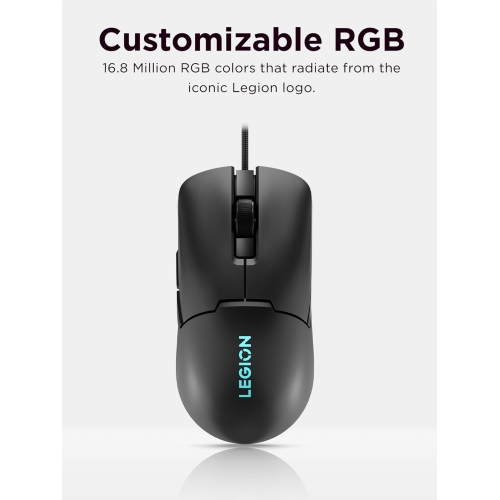 Lenovo Legion M300s RGB Gaming Mouse (6 programmable buttons, up to 8000 DPI, Compatible with NVIDIA reflex) - Shadow Black - Image 4