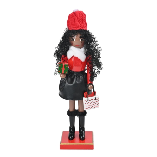 Yzdysg Festival Wood Shopping Lady Nutcrackers Figurine Christmas Puppet Figure Toy Decors For Gifting And Tabletop Display - Image 5