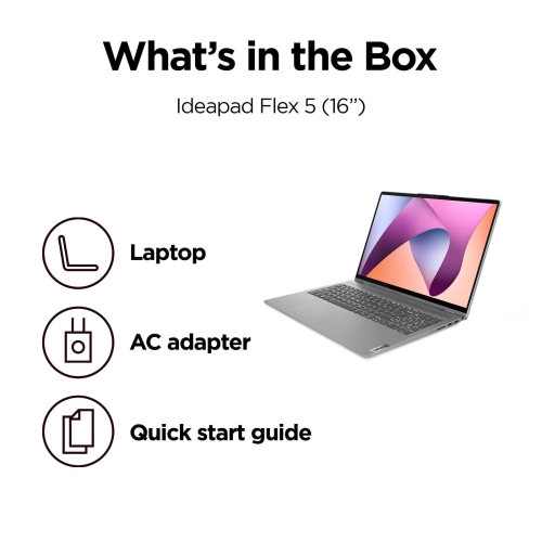 Lenovo IdeaPad Flex 5 | 16 inch Full HD 1200p Touchscreen Laptop | Intel Core i7-1355U | 16GB RAM | 512GB SSD | Windows 11 Home | Arctic Grey Digital Pen included - Image 2