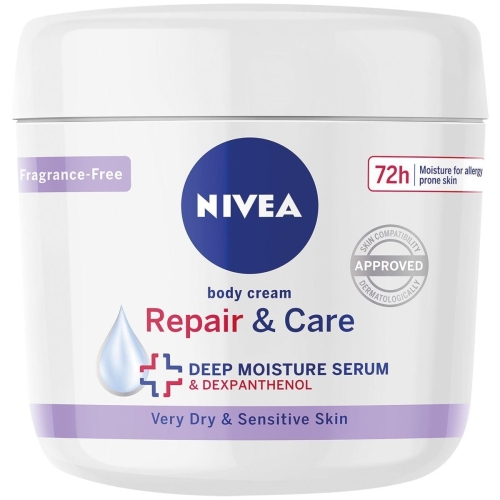 NIVEA Body Repair & Care Cream (400ml Jar), Sensitive Moisturising Cream with NIVEA DEEP MOISTURE SERUM, Body Cream with Strengthening Formula, Body Cream for Dry Skin - Image 2