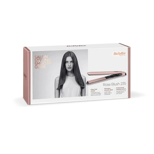 BaByliss Rose Blush 235C Hair Straighteners, Extra-long titanium ceramic plates for smooth gliding, Ultra-fast heat up, 13 heat settings up to 235°C, pink - Image 2