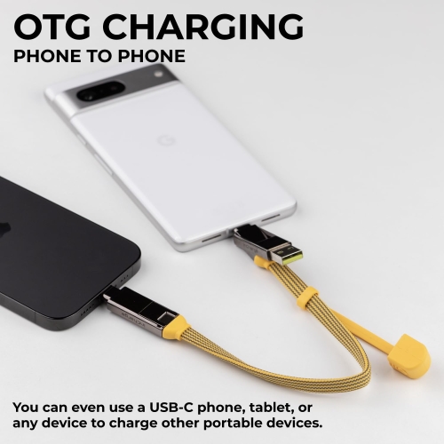 Rolling Square inCharge XL 30cm - USB C Charger Cable, Lightning Cable for Smartphone, Universal Cable Charger 6 in 1, USB Plug, Yellow, 100W - Image 2