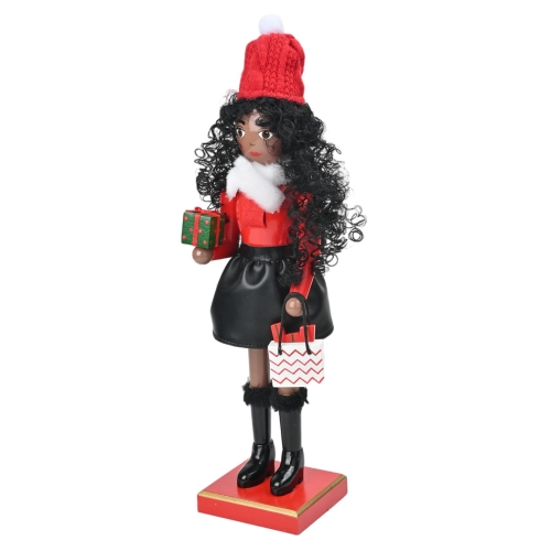 Yzdysg Festival Wood Shopping Lady Nutcrackers Figurine Christmas Puppet Figure Toy Decors For Gifting And Tabletop Display - Image 6