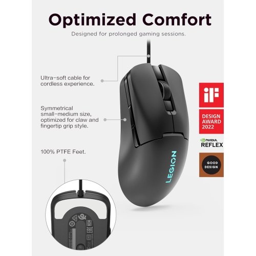 Lenovo Legion M300s RGB Gaming Mouse (6 programmable buttons, up to 8000 DPI, Compatible with NVIDIA reflex) - Shadow Black - Image 7