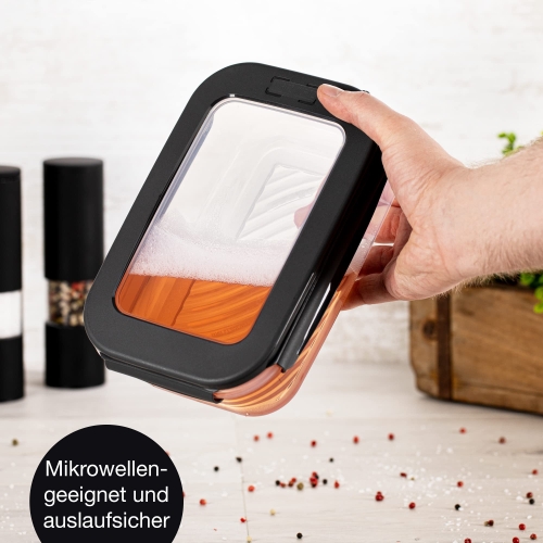 Moritz & Moritz Set of 3 Food Storage Containers with Lid, BPA-Free Food Container, Microwave-Safe, Click-Lock Freezer Containers, Square - Image 5