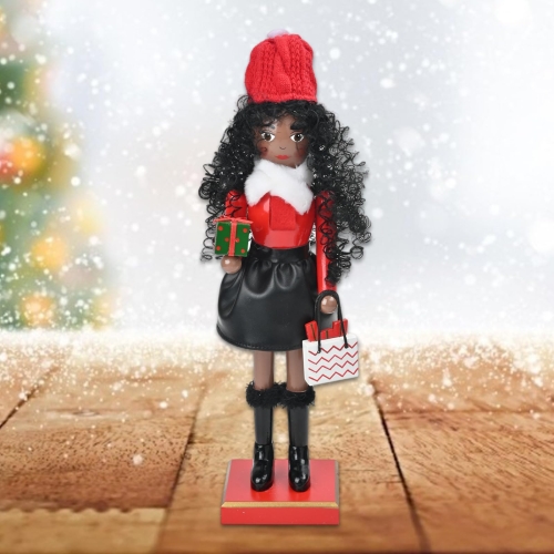 Yzdysg Festival Wood Shopping Lady Nutcrackers Figurine Christmas Puppet Figure Toy Decors For Gifting And Tabletop Display - Image 4