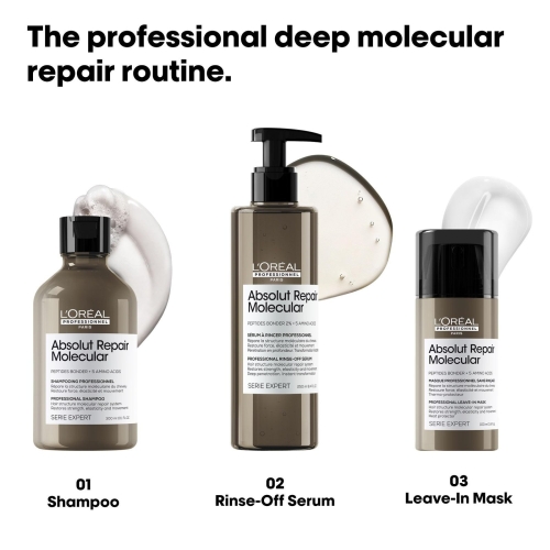 L’Oréal Professionnel, Absolut Repair Molecular Hair Shampoo, Sulfate-Free, Repairs Damage and Restores Strength, For All Damaged Hair Types, SERIE EXPERT, 300 ml - Image 3