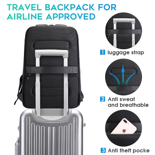BANGE Business Smart Backpack Waterproof fit 15.6 Inch Laptop Backpack with USB Charging Port,Travel Durable Backpack (Green(three Pocket) - Image 4