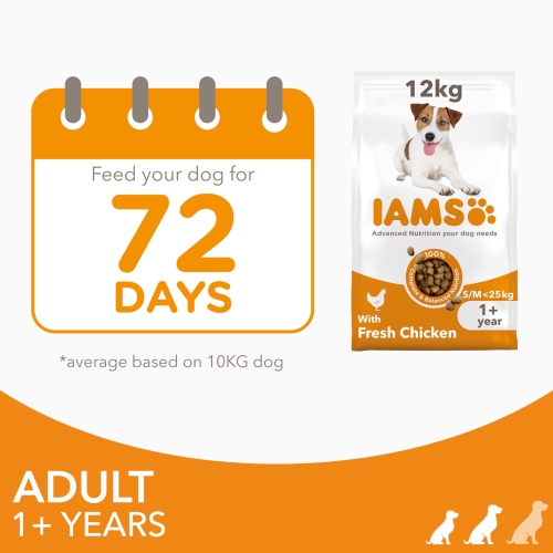 IAMS Complete Dry Dog Food for Adult 1+ Small and Medium Breeds with Chicken 12 kg - Image 5