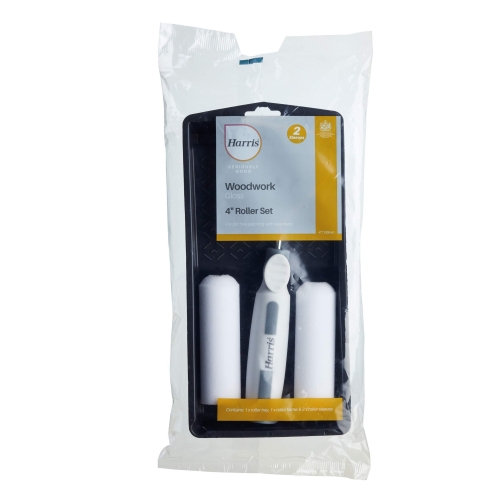 Harris 102022002 Seriously Good Woodwork Mini Roller Set 4in | Kit Includes: Tray, 1 x Roller Frame, 2 x Gloss Roller Sleeves - Image 6