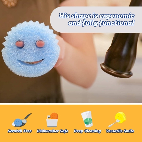 Scrub Daddy Colors, Sponge Scrubber Multipack, Dish Sponges for Washing Up, Texture Changing Non Scratch Scourers, Cleaning Products for Kitchen & Bathroom, Odour Resistant, Dishwasher Safe, Pack of 3 - Image 7