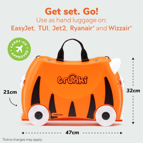 Trunki Children’s Ride-On Suitcase and Kid's Hand Luggage | Perfect Toy Gift for Toddler Boys & Girls: Tipu Tiger (Orange) - Image 7