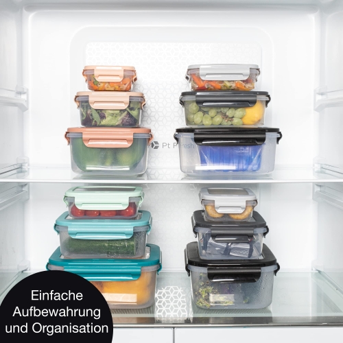 Moritz & Moritz Set of 3 Food Storage Containers with Lid, BPA-Free Food Container, Microwave-Safe, Click-Lock Freezer Containers, Square - Image 4