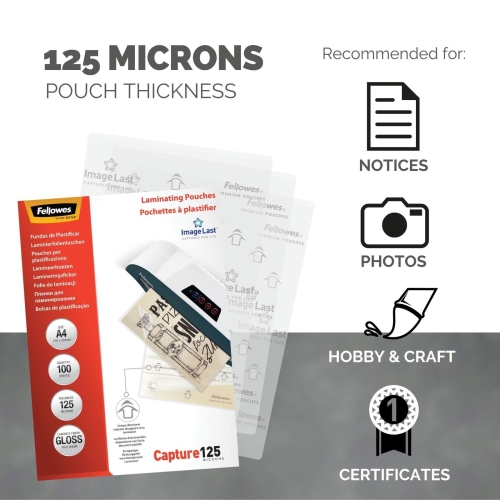 Fellowes ImageLast A4 125 Micron Laminating Pouch - (Pack of 100), 5307407 - Image 6