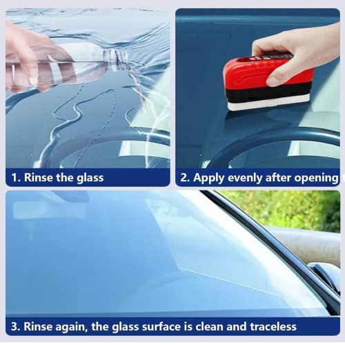Automotive Oil Film Cleaning Brush - Powerful Windshield Cleaner & Oil Film Remover,120ml Car Glass Oil Film Water Stain Removal, Auto Windshield Glass Oil Film Cleaner (1PC) - Image 4