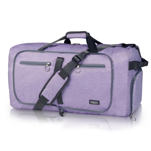 Fmeida 65L Foldable Travel Duffle Bag, Lightweight Waterproof Weekend Luggage with Shoes Compartment, Large Overnight Holdall Tote, Purple