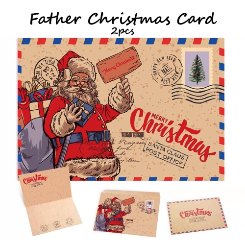 10pcs Christmas Vintage Greeting Cards + 10 pcs Christmas Greeting Envelopes + 12pcs Sealed Round Stickers, Christmas Cards, Folded Cards Wishes Message Cards. - Image 6