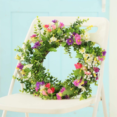 TianBao Artificial Door Wreath Green Leaf Wreath, Wreaths For Front Door, Four Seasons Outdoor Ornaments for Home Bedroom Wall Party and Festival Celebration Decor - Image 5