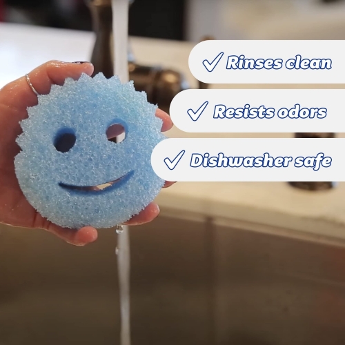 Scrub Daddy Colors, Sponge Scrubber Multipack, Dish Sponges for Washing Up, Texture Changing Non Scratch Scourers, Cleaning Products for Kitchen & Bathroom, Odour Resistant, Dishwasher Safe, Pack of 3 - Image 5