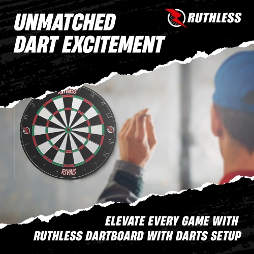 Ruthless Rivals Family Dart Board Game | 18*1 Double Sided Dartboard Set Including 2 Sets of Darts (DB074) - Image 2
